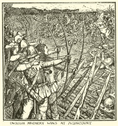 Angielskie łucznictwo wygrywa w Agincourt autorstwa Henry Justice Ford