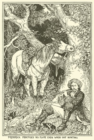 Frederick ćwiczy na flecie nawet podczas polowania autorstwa Henry Justice Ford