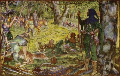 Jak król, przebrany za opata, odwiedził Robina pod Greenwood Tree autorstwa Henry Justice Ford