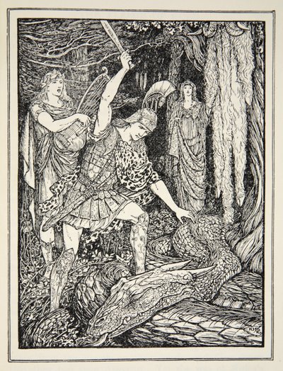 Jak wąż, który strzegł Złotego Runa został zabity, z „Opowieści o morzach greckich” Andrew Langa, 1926 (atrament na papierze) autorstwa Henry Justice Ford