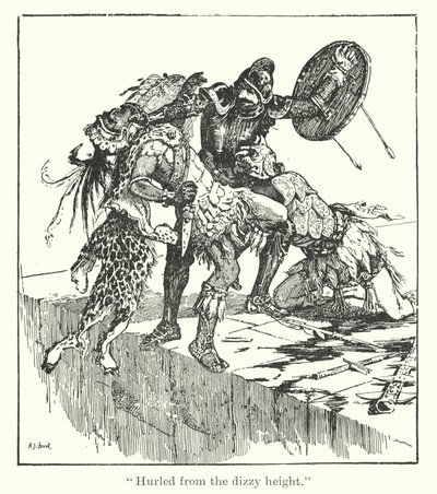 "Zrzucony z zawrotnej wysokości" (grawerunek) autorstwa Henry Justice Ford