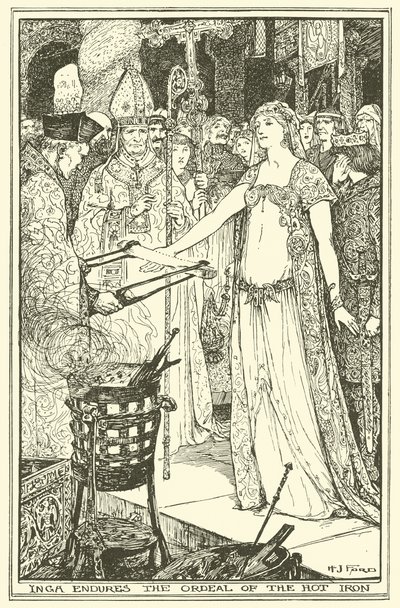 Inga przetrwała próbę gorącego żelaza (grawerunek) autorstwa Henry Justice Ford