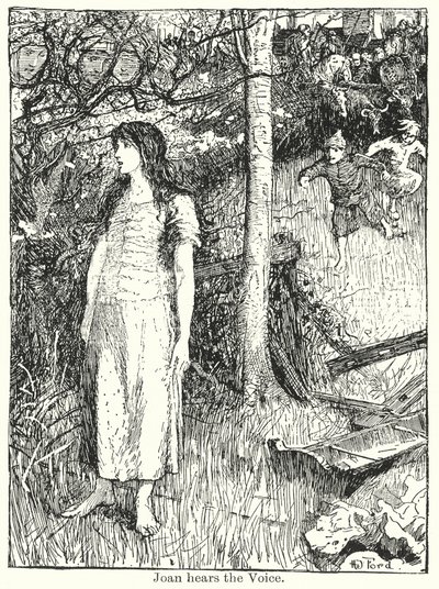 Joan słyszy głos (litografia) autorstwa Henry Justice Ford