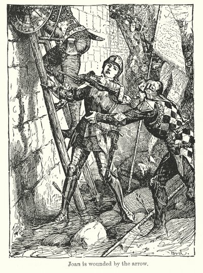 Joanna zostaje zraniona strzałą (litografia) autorstwa Henry Justice Ford