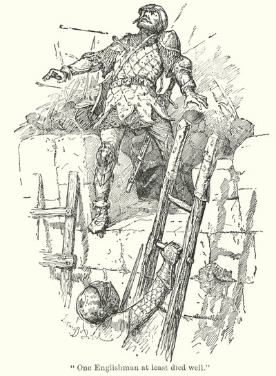 "Jeden Anglik przynajmniej umarł dobrze" (litografia) autorstwa Henry Justice Ford