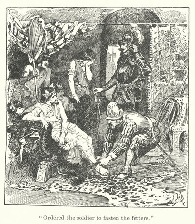 "Rozkazał żołnierzowi zapiąć kajdany" (grawerunek) autorstwa Henry Justice Ford