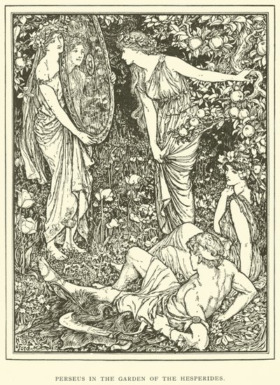 Perseusz w Ogrodzie Hesperyd autorstwa Henry Justice Ford