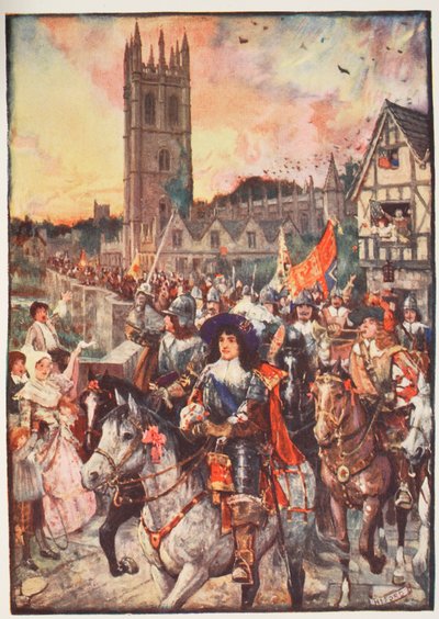 Książę Rupert w Oksfordzie, idący na bitwę, ilustracja z "Historii Anglii" C.R.L. Fletchera i Rudyarda Kiplinga, 1911 r. autorstwa Henry Justice Ford