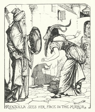 Renzolla widzi swoją twarz w lustrze (rycina) autorstwa Henry Justice Ford