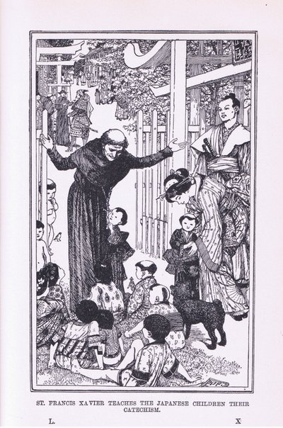 Św. Franciszek Ksawery uczy japońskie dzieci katechezy, 1912 r. autorstwa Henry Justice Ford
