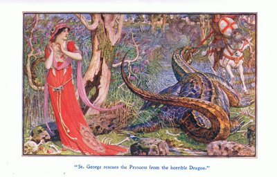Św. Jerzy ratuje księżniczkę przed strasznym smokiem, 1912 autorstwa Henry Justice Ford
