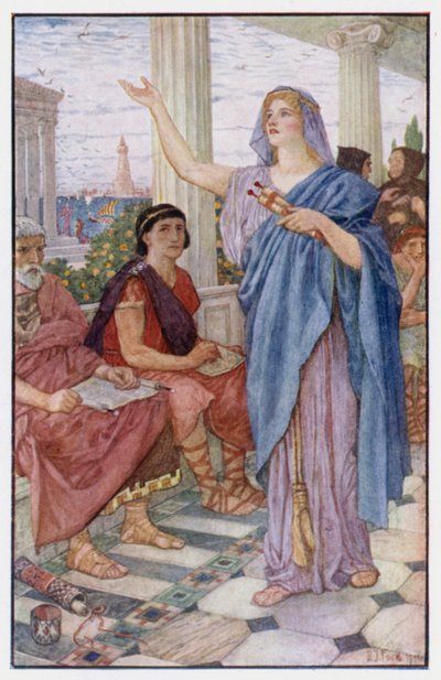 Synesius uczęszcza na wykłady Hypatii autorstwa Henry Justice Ford