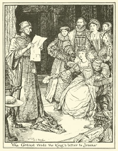 Kardynał czyta list królów do Joanny autorstwa Henry Justice Ford