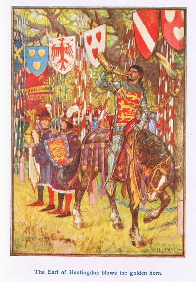 Hrabia Huntingdon dmie w złoty róg autorstwa Henry Justice Ford