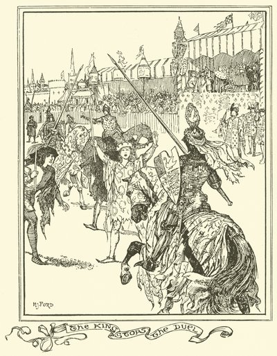 Król zatrzymuje pojedynek (rycina) autorstwa Henry Justice Ford