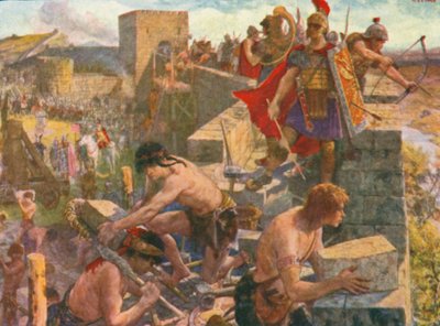 Mur rzymski (kolorowa litografia) autorstwa Henry Justice Ford