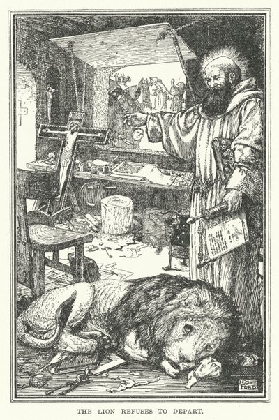 Lew nie chce odejść (litho) autorstwa Henry Justice Ford