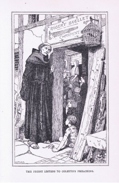 Ksiądz słucha kazań Colettes, 1912 autorstwa Henry Justice Ford