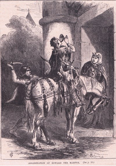 Zabójstwo Edwarda męczennika AD 979 autorstwa Henry Marriott Paget