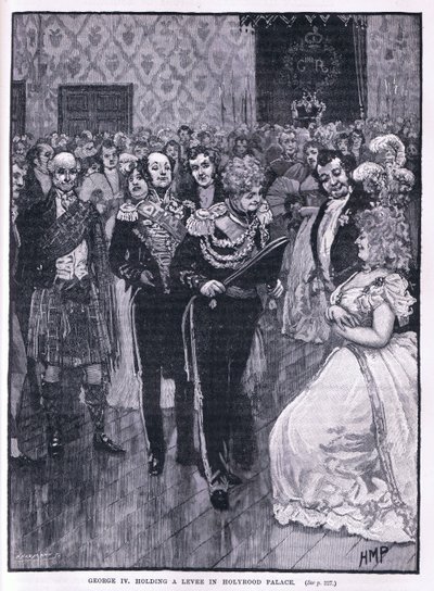 Jerzy IV trzymający levee w Pałacu Holyrood 1822 autorstwa Henry Marriott Paget