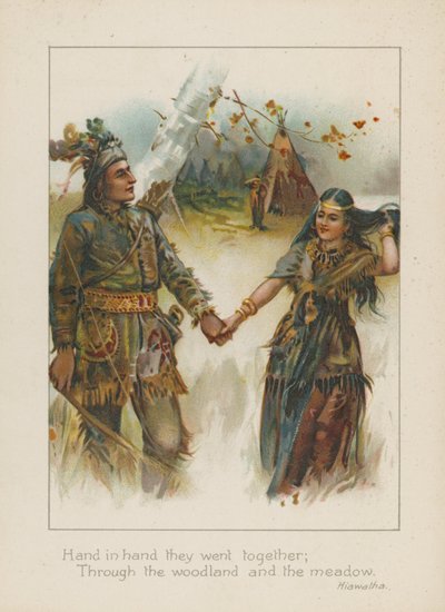 Trzymając się za ręce szli razem przez las i łąkę (chromolitho) autorstwa Henry Marriott Paget