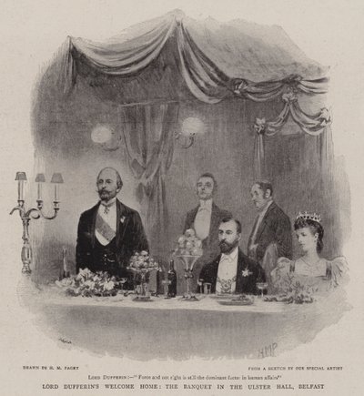 Witaj w domu Lorda Dufferina, bankiet w Ulster Hall, Belfast autorstwa Henry Marriott Paget