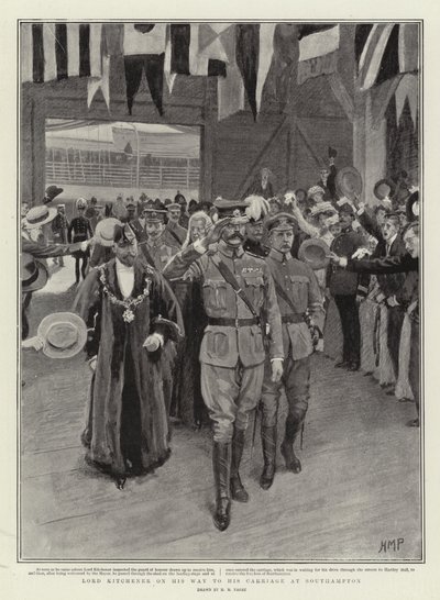 Lord Kitchener w drodze do swojego powozu w Southampton autorstwa Henry Marriott Paget