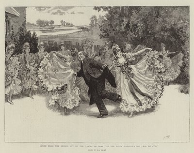 Scena z drugiego aktu wikariusza Bray w teatrze Savoy, Pas de Cinq autorstwa Henry Marriott Paget