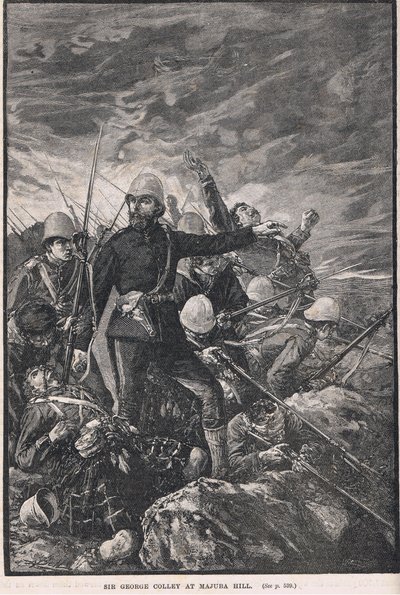 Sir George Colley w Majuba Hill, ilustracja z „Ilustrowanej historii Anglii” Cassella, opublikowana ok. 1910 autorstwa Henry Marriott Paget