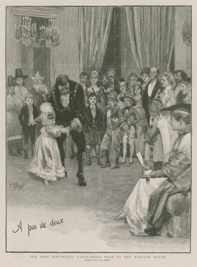 Bal przebierańców Lady Mayoress w rezydencji (grawerunek) autorstwa Henry Marriott Paget