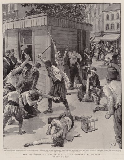 Masakra chrześcijan na ulicach Galaty autorstwa Henry Marriott Paget
