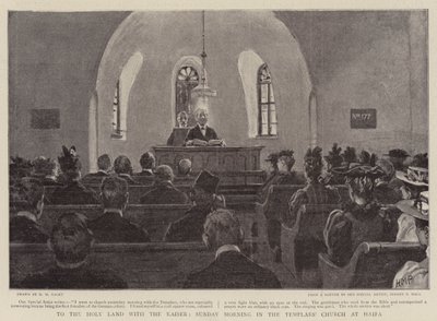 Do Ziemi Świętej z cesarzem, niedzielny poranek w kościele templariuszy w Hajfie autorstwa Henry Marriott Paget