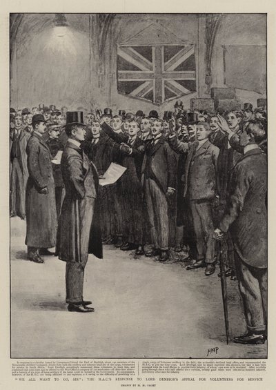 Wszyscy chcemy jechać, Sir, Odpowiedź HAC na Apel Lorda Denbigh o ochotników do służby autorstwa Henry Marriott Paget