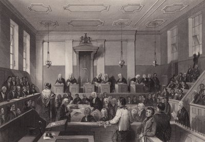 Centralny Sąd Karny, Old Bailey, Londyn (grawerowanie) autorstwa Henry Melville