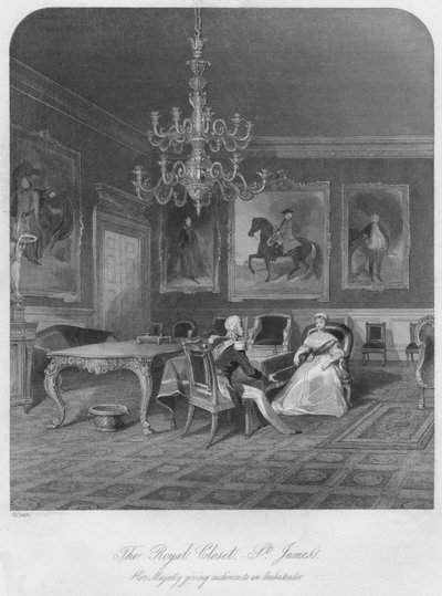 Szafa Królewska. - Św. Jakuba. Jej Wysokość udziela audiencji ambasadorowi, ok. 1841 r. autorstwa Henry Melville
