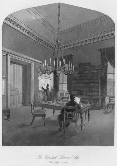 Klub Zjednoczonej Służby. Sala Map, ok. 1841 r. autorstwa Henry Melville