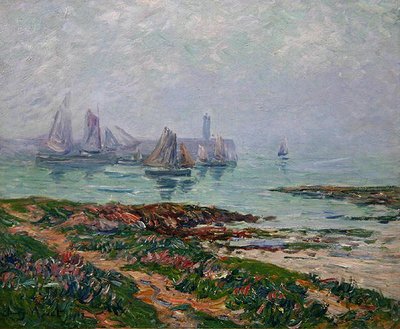 Przybrzeżna scena z łodziami rybackimi autorstwa Henry Moret
