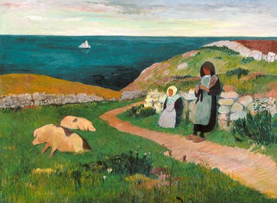 Młode bretońskie dziewczyny na polu (olej na płótnie) autorstwa Henry Moret