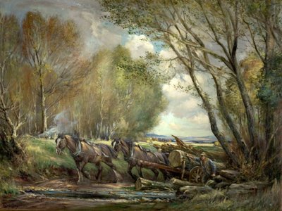 Transport drewna, Stirlingshire, Szkocja autorstwa Henry Morley