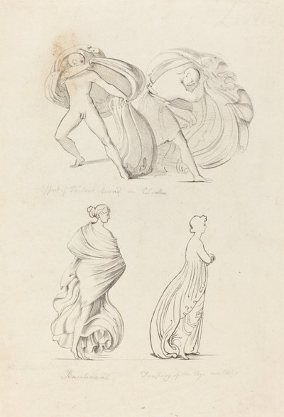 Draperia, trzy postacie, bachantka i dwie z natury autorstwa Henry Noel Humphreys after John Flaxman