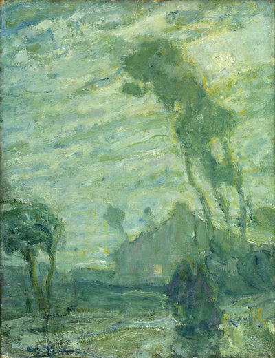 Pejzaż (olej na tekturze; szkic pastelowy/kreda na odwrocie) autorstwa Henry Ossawa Tanner
