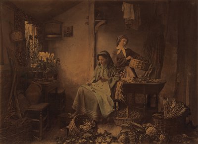 [Przygotowanie wiosennych kwiatów do sprzedaży] autorstwa Henry Peach Robinson