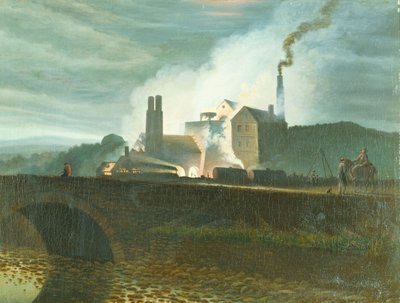 Księżycowy krajobraz, prawdopodobnie huty Nantyglo, Monmouthshire autorstwa Henry Penry Williams