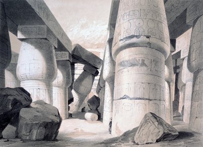 Wnętrze Wielkiej Sali Karnac, Egipt, 1845 autorstwa Henry Pilleau