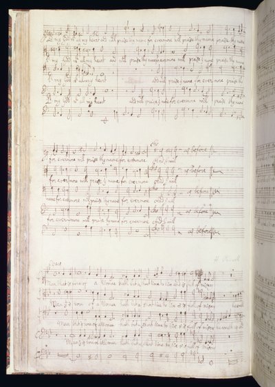 MU MS 88 f.102 "Man that is born of woman", strona z tomu angielskich hymnów skomponowanych i napisanych przez Henry