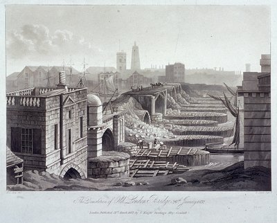 London Bridge stary, Londyn, 1832 autorstwa Henry Pyall
