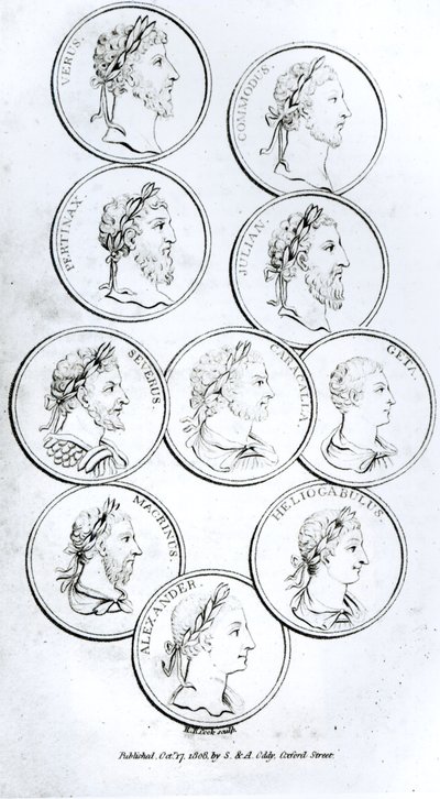 Portrety cesarzy rzymskich, z „Historii schyłku i upadku Cesarstwa Rzymskiego”, tom I, autorstwa Edwarda Gibbona, 1808 autorstwa Henry R. Cook