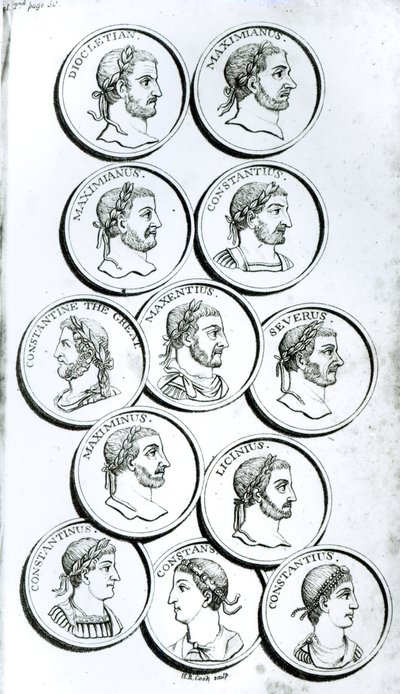 Portrety cesarzy rzymskich, z „Historii schyłku i upadku Cesarstwa Rzymskiego”, tom II, strona 50, autorstwa Edwarda Gibbona, 1808 autorstwa Henry R. Cook