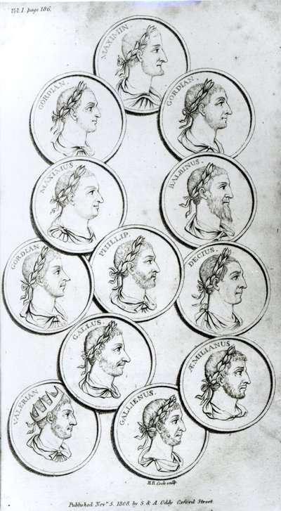 Portrety cesarzy rzymskich, z "Historii upadku cesarstwa rzymskiego", tom I, autorstwa Edwarda Gibbona, 1808 r. autorstwa Henry R. Cook
