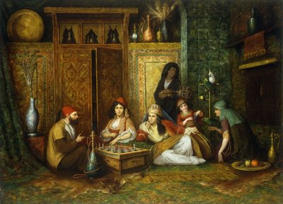 Gra w szachy (olej na płótnie) autorstwa Henry Raschen